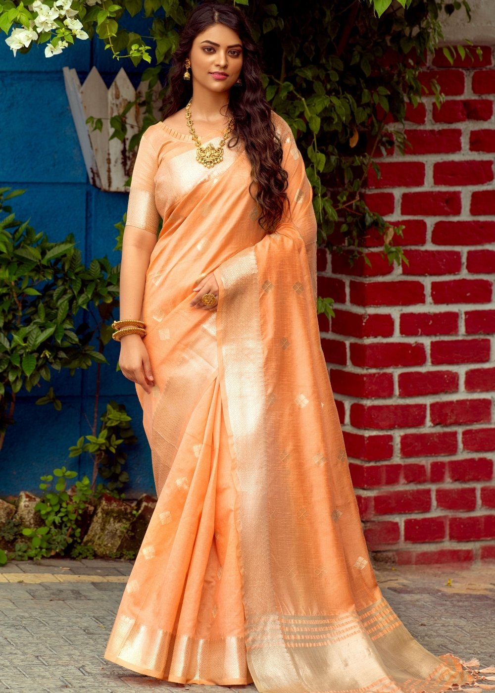 Royal Orange Zari Woven Assam Silk Saree