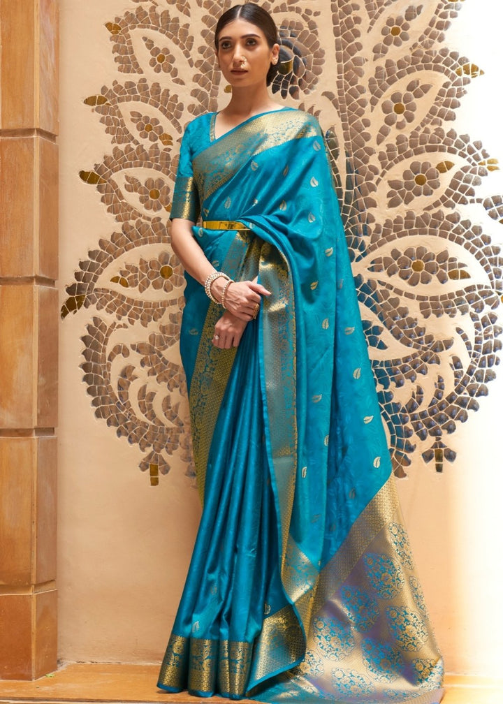 Dodger Blue Woven Kanjivaram Silk Saree : Top Pick