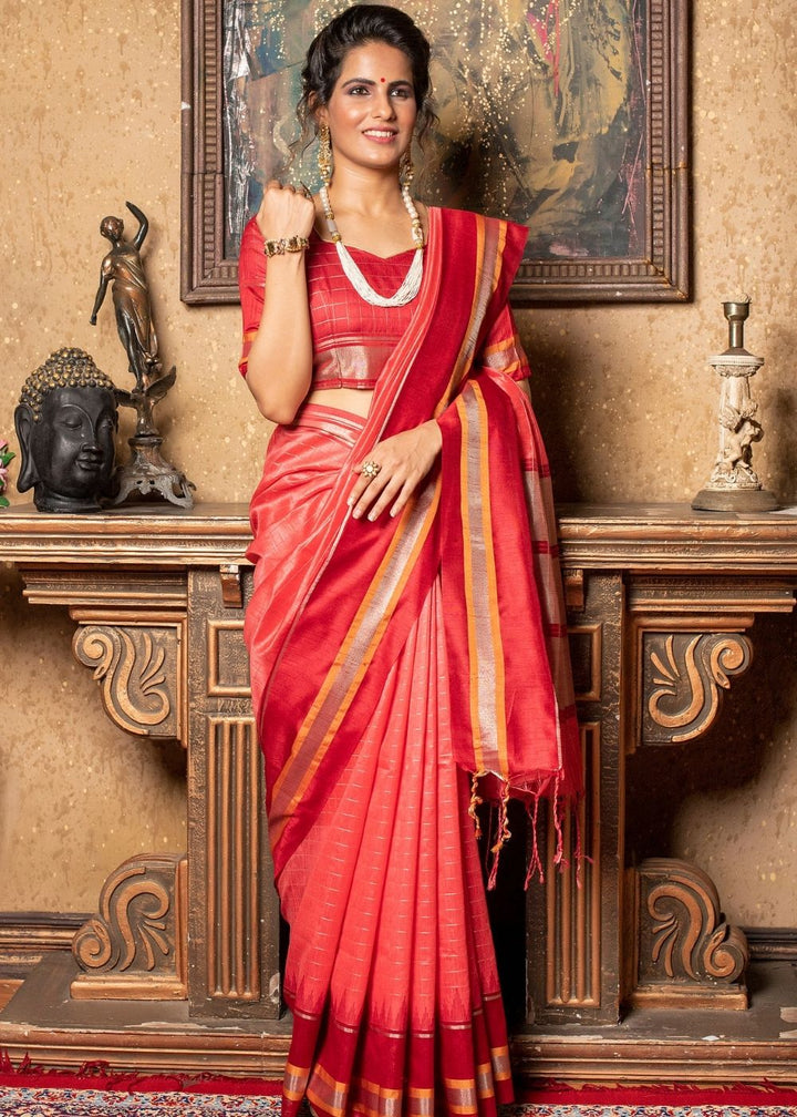 Desire Red Zari Woven Banarasi Raw Silk Saree