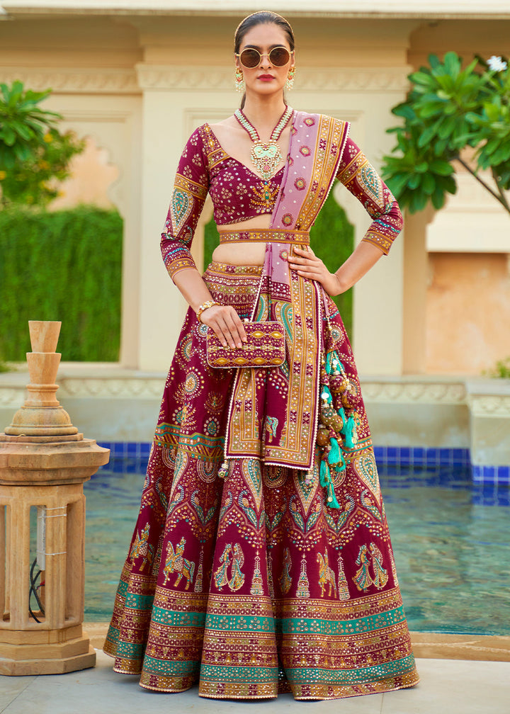 Ruby Pink Ready to Wear Designer Silk Lehenga Choli with Sparkle & Mirror work