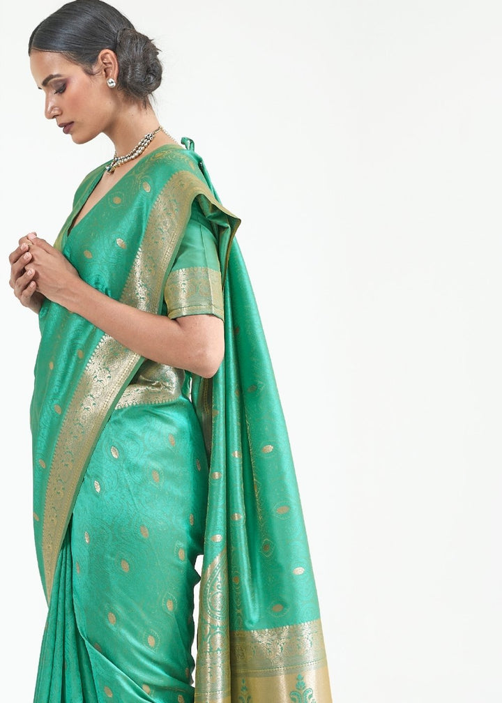 Jade Green Woven Kanjivaram Silk Saree