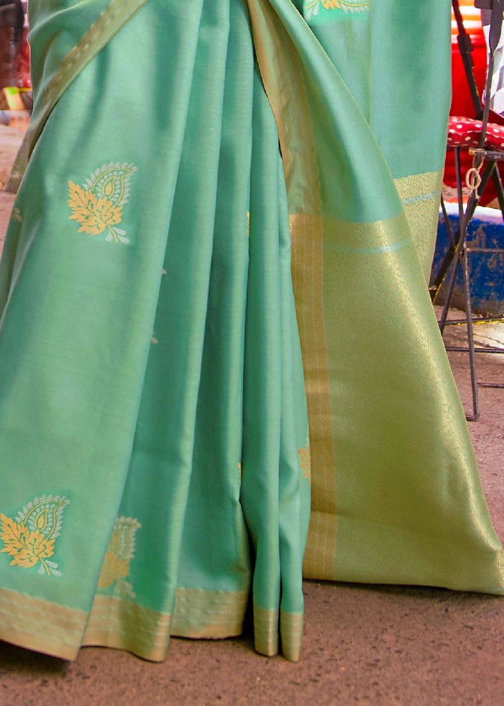 Fern Green Designer Wear Woven Banarasi Silk Saree