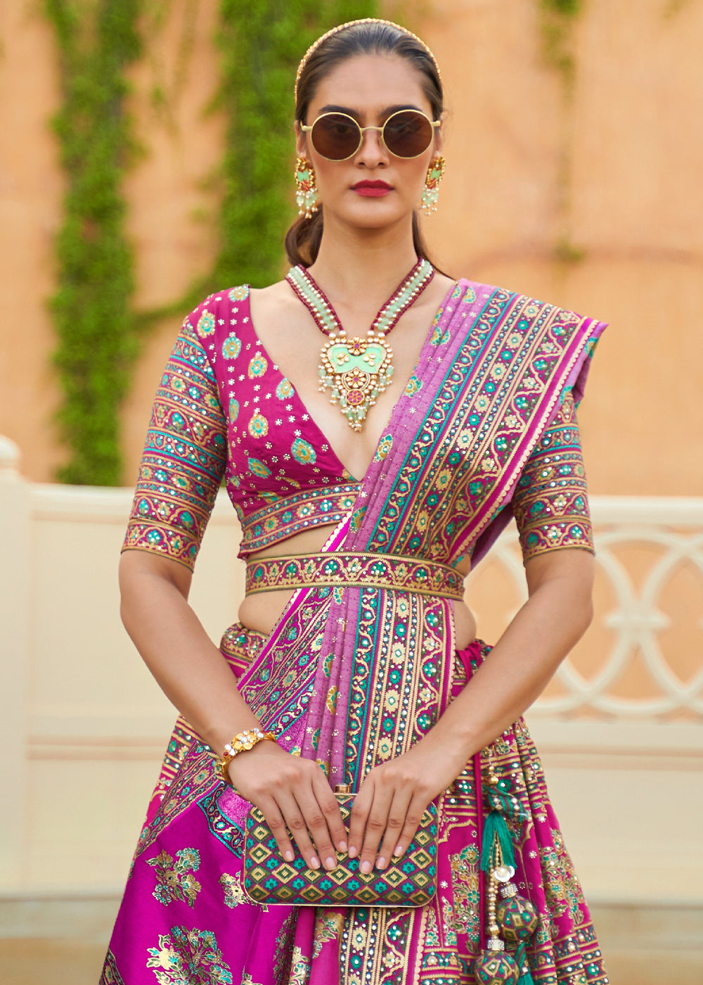 Shades Of Pink Ready to Wear Designer Silk Lehenga Choli with Sparkle & Mirror work