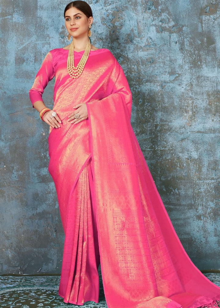 Hot Pink Handloom Weave Kanjivaram Silk Saree : Special Wedding Edition