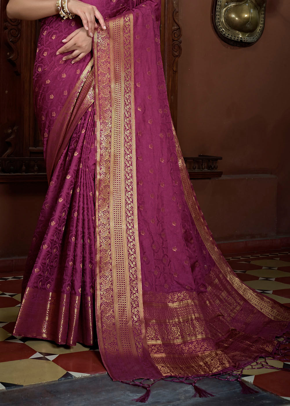 Lollipop Purple Woven Designer Satin Silk Saree