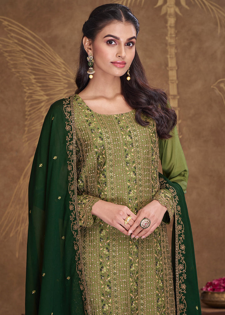 Light Green Silk Embroidered Salwar Suit