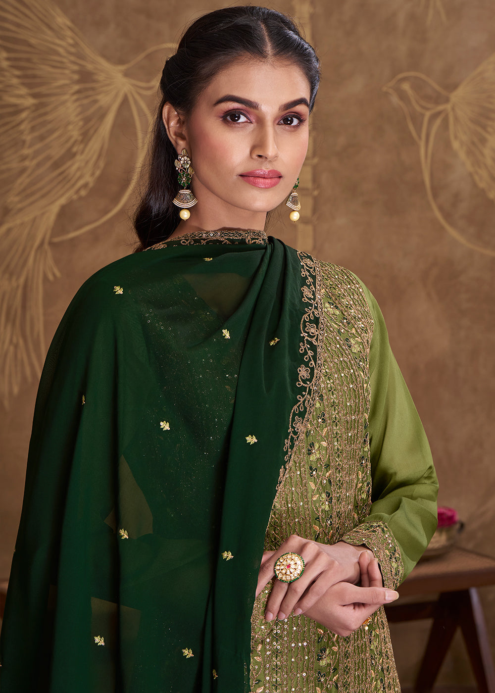 Light Green Silk Embroidered Salwar Suit