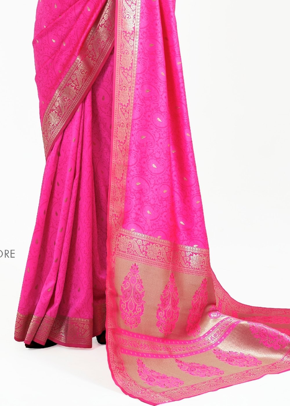 Hot Pink Woven Kanjivaram Silk Saree