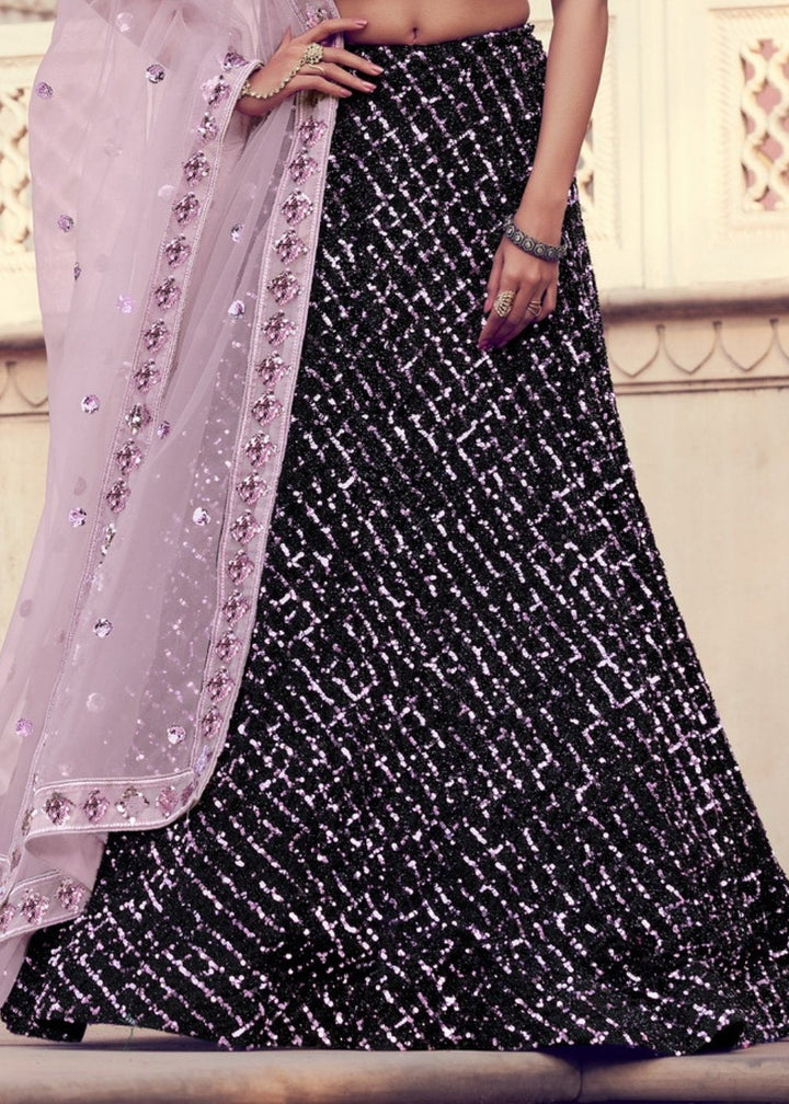 Black & Pink Designer Lehenga Choli with Sequins work