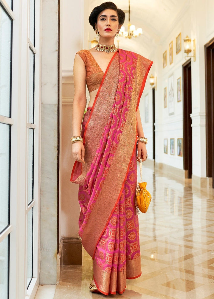 Hot Pink Patola Silk Saree