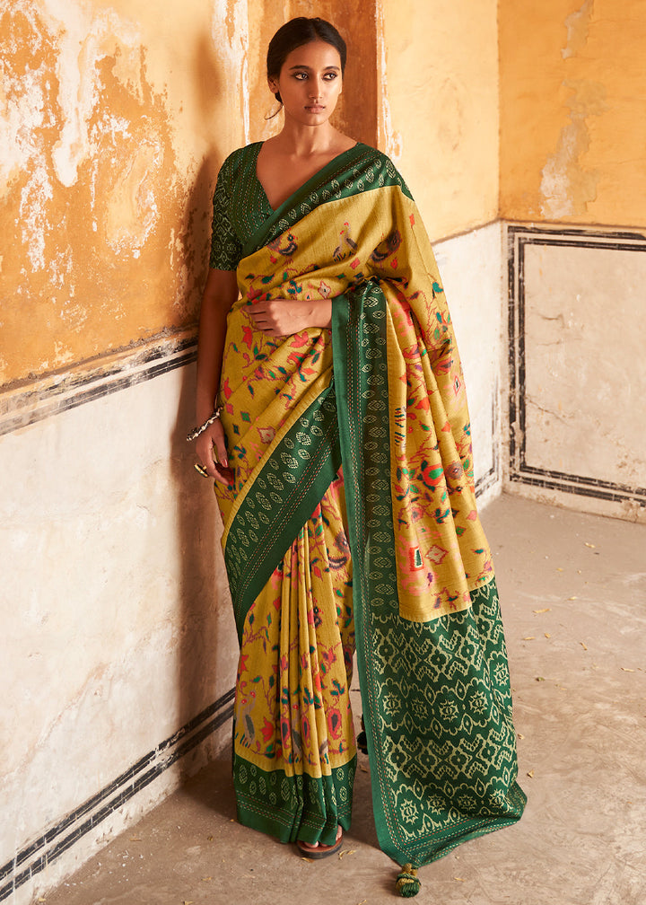 Mikado Yellow Patola Print Tussar Silk Saree