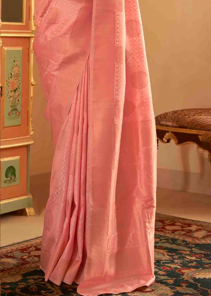 Mauvelous Pink Handloom Weave Banarasi Silk Saree