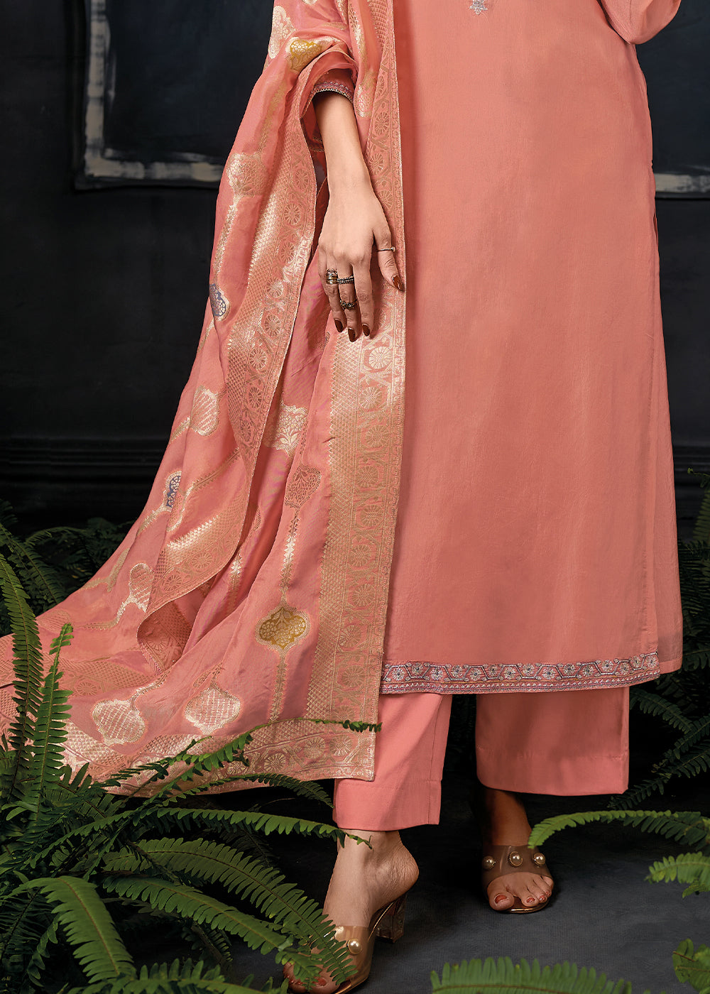 Beautiful Pink Embroidered Organza Salwar Suit