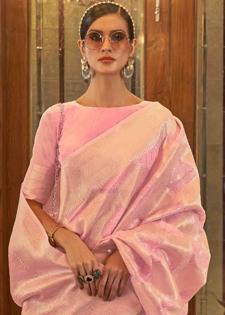 Vivid Pink Woven Banarasi Silk Saree with Sequins work