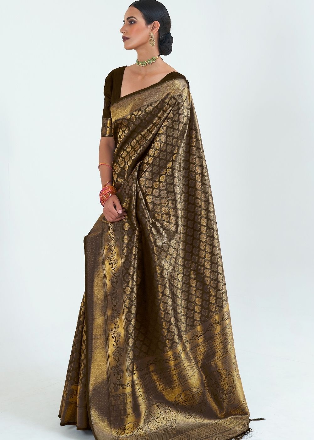 Midnight Black Woven Kanjivaram Silk Saree : Limited Edition