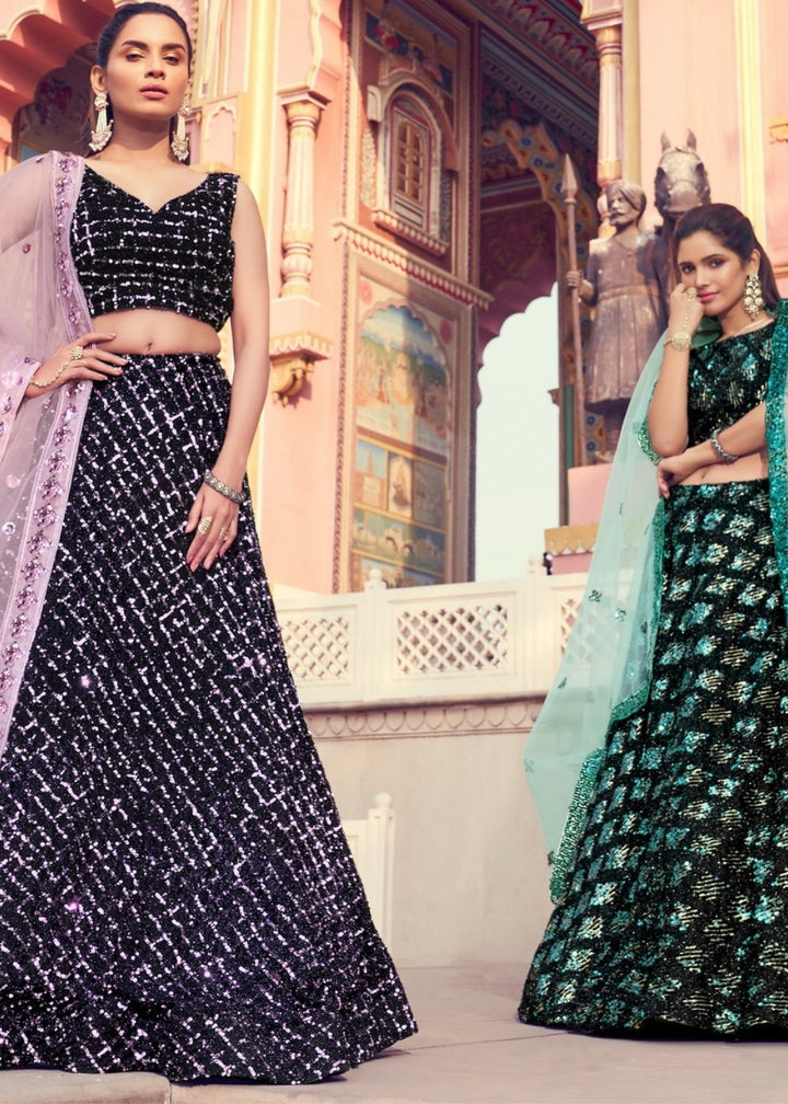 Black & Pink Designer Lehenga Choli with Sequins work