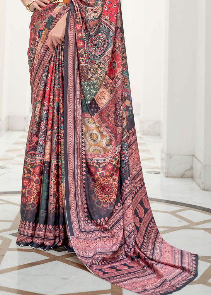 Multi Colour Digital Printed Crepe Silk Saree: Top Pick