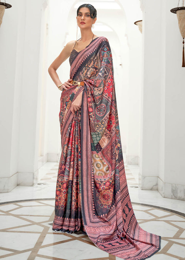 Multi Colour Digital Printed Crepe Silk Saree: Top Pick