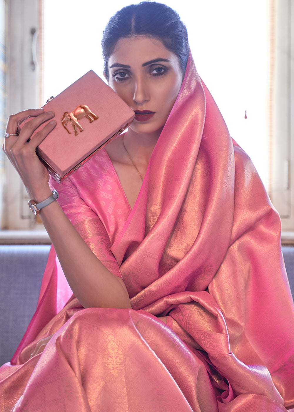 Mauvelous Pink Soft Handloom Weave Kanjivaram Silk Saree: Top Pick