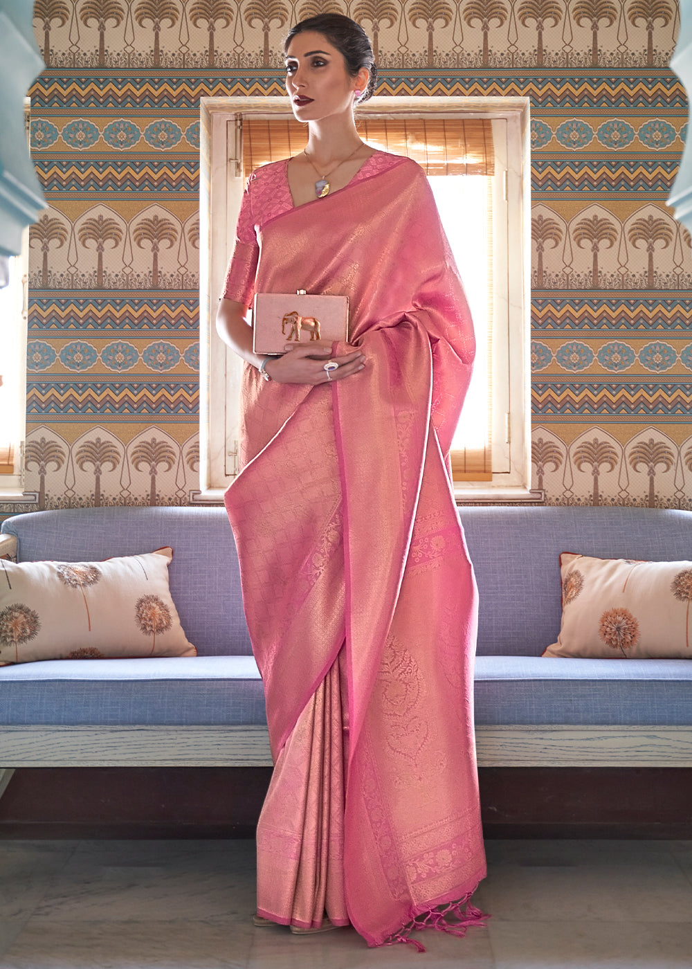 Mauvelous Pink Soft Handloom Weave Kanjivaram Silk Saree: Top Pick