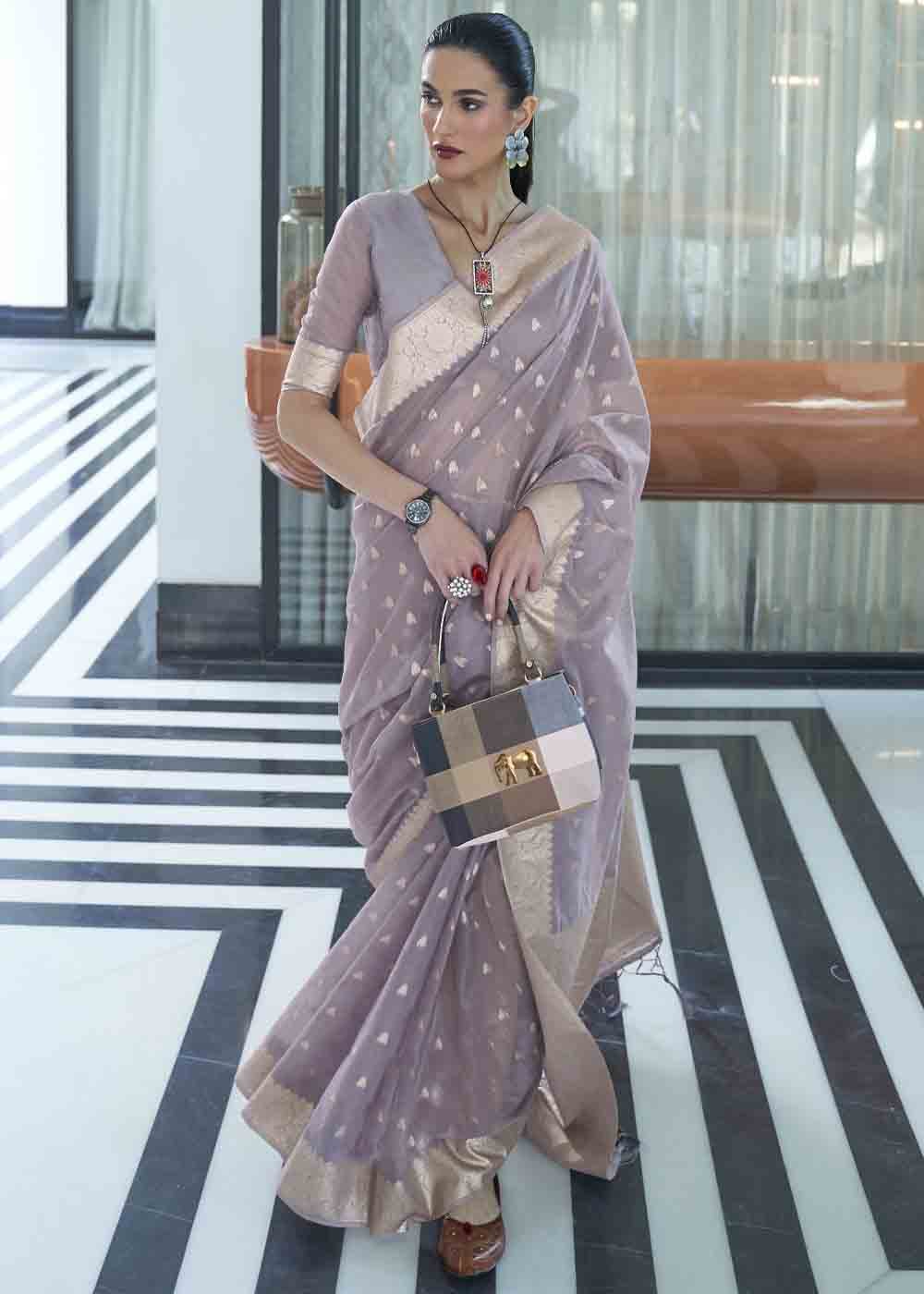 Iris Purple Woven Designer Silk Saree