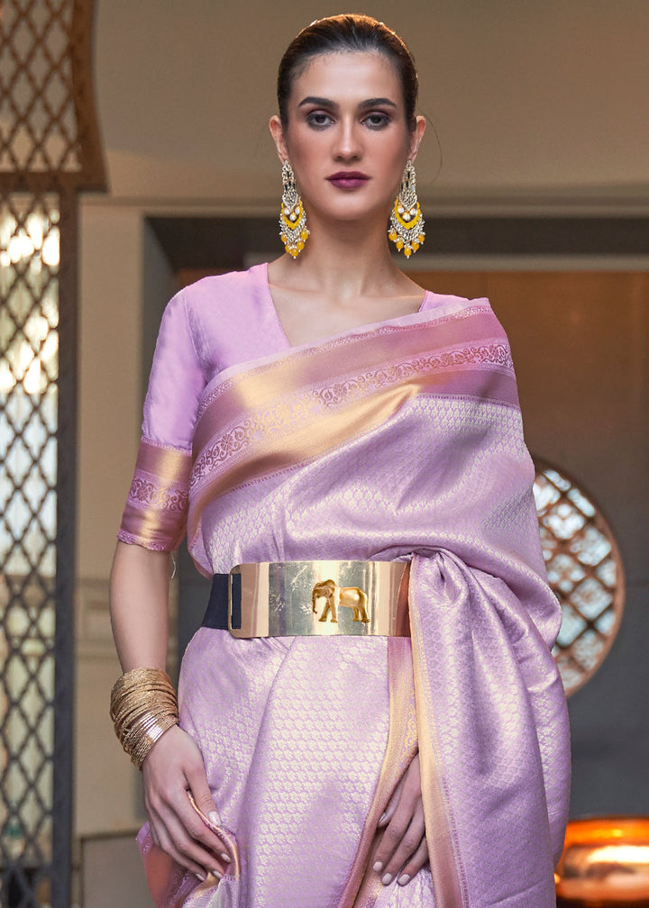 Lavender Purple Woven Soft Silk Saree