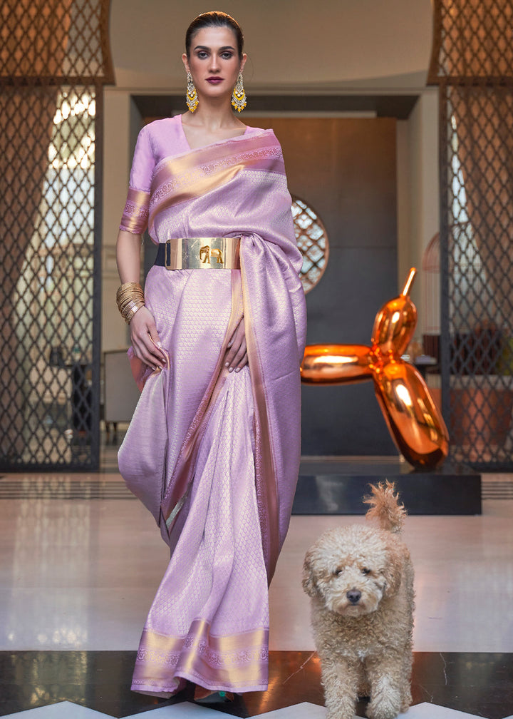 Lavender Purple Woven Soft Silk Saree