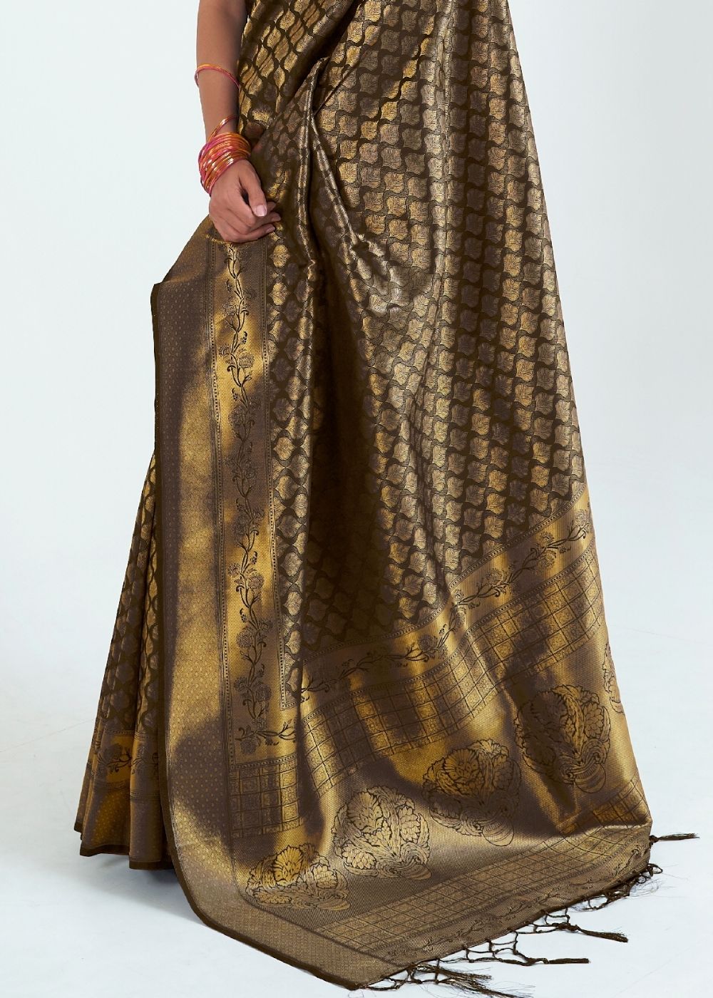 Midnight Black Woven Kanjivaram Silk Saree : Limited Edition