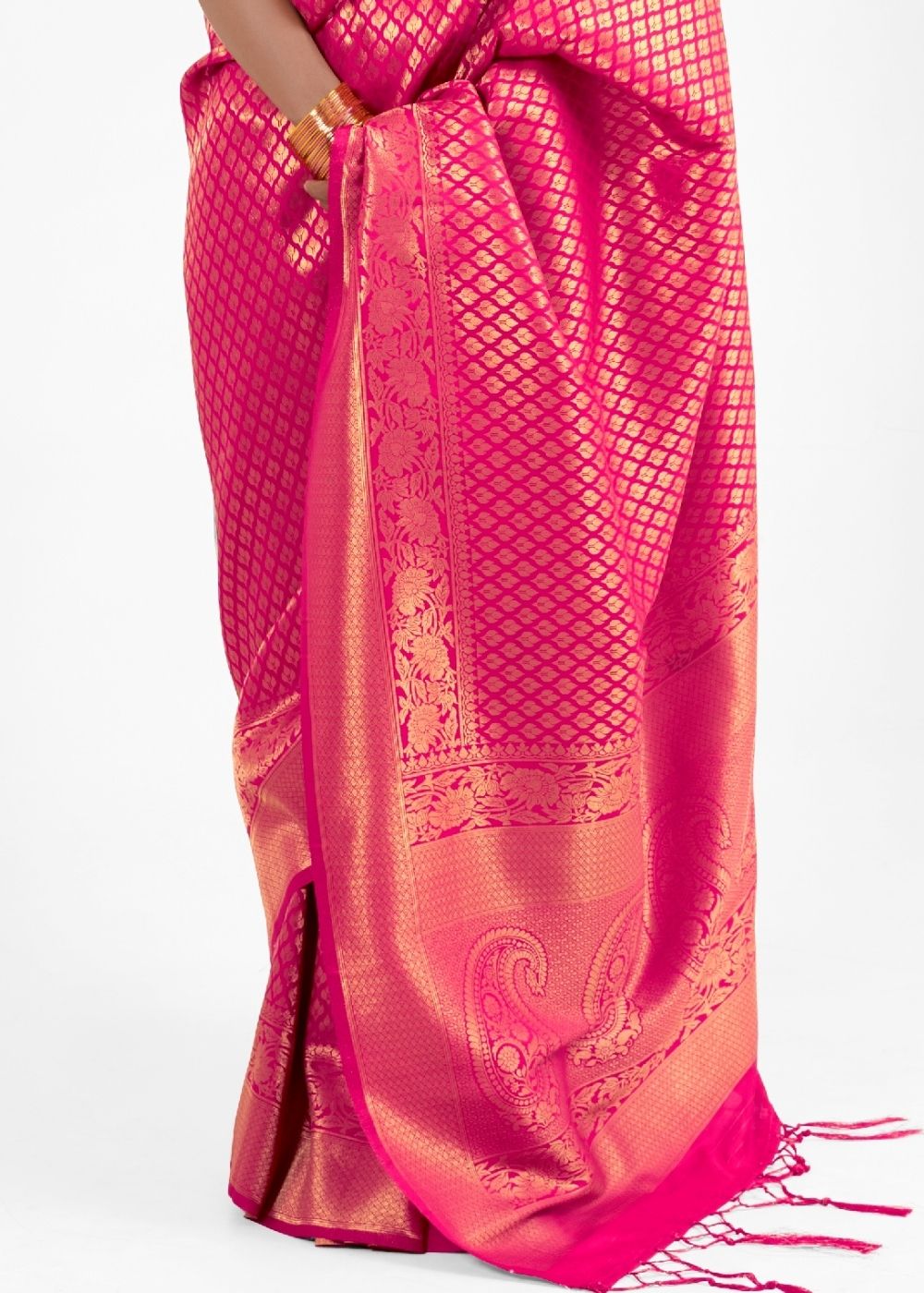 Magenta Pink Kanjivaram Soft Woven Silk Saree