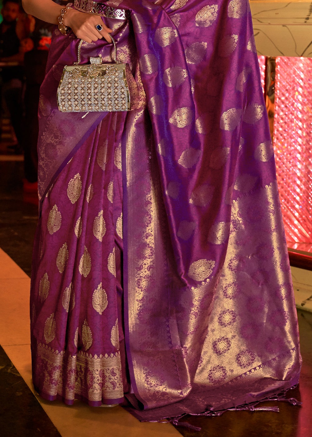 Lollipop Purple Handloom Woven Banarasi Silk Saree