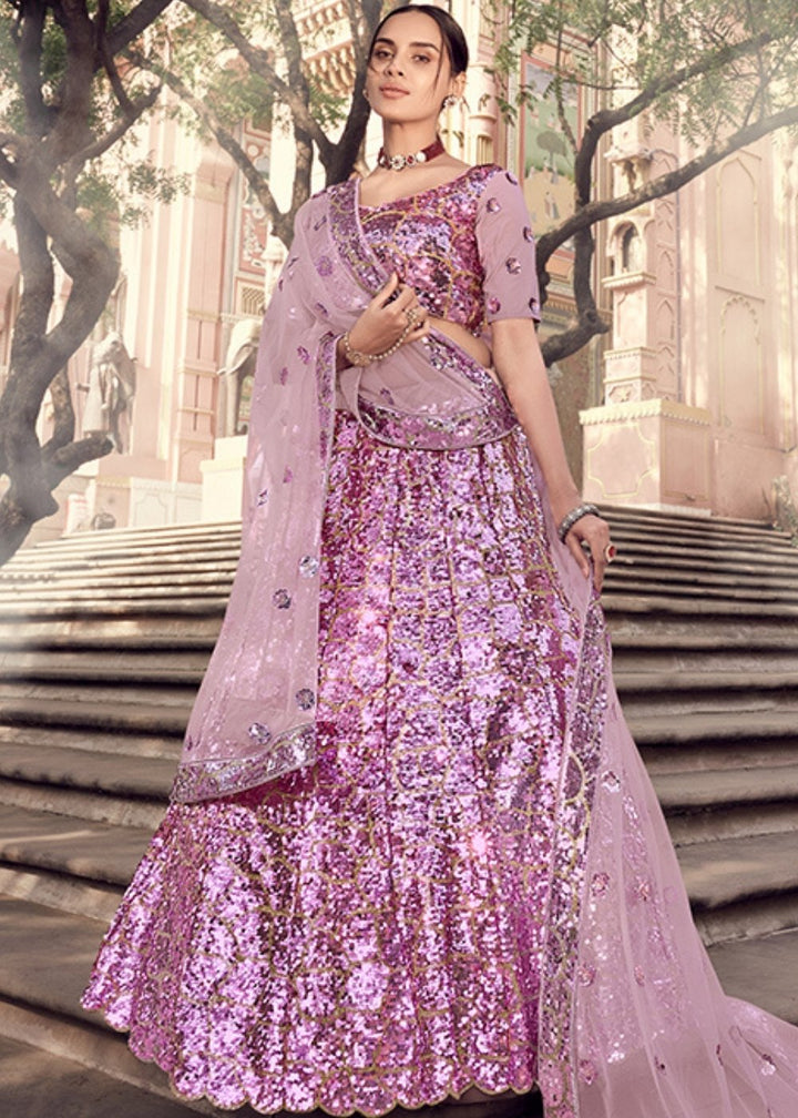 Helio Purple Designer Soft Net Lehenga Choli with Sequins work