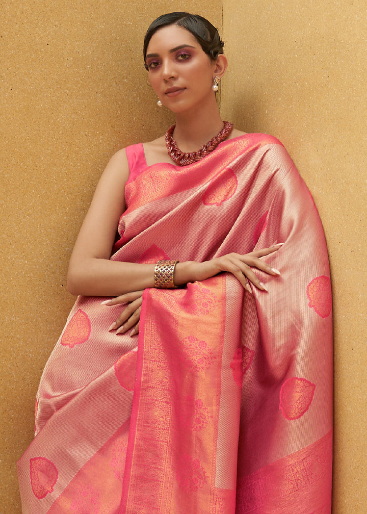 Shades Of Pink Two Tone Woven Silk Saree