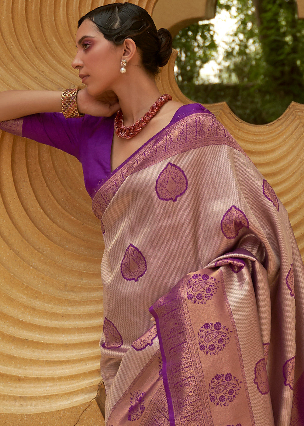 Shades Of Purple Two Tone Woven Silk Saree