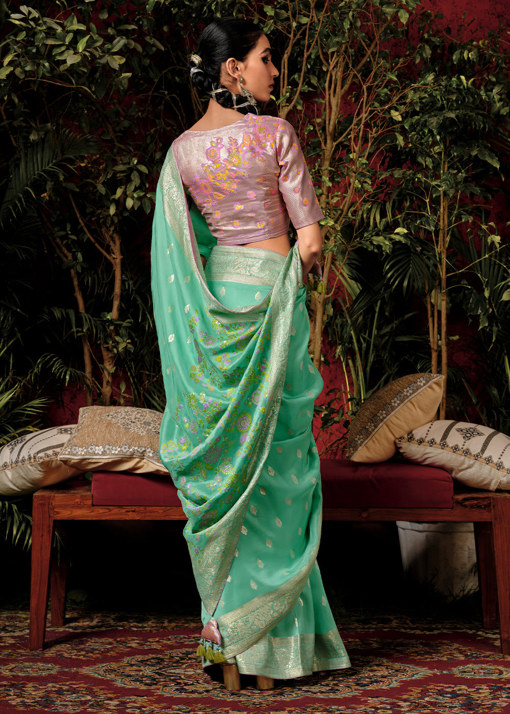 Cool Green Zari Woven Dola Silk Saree with Designer Pallu