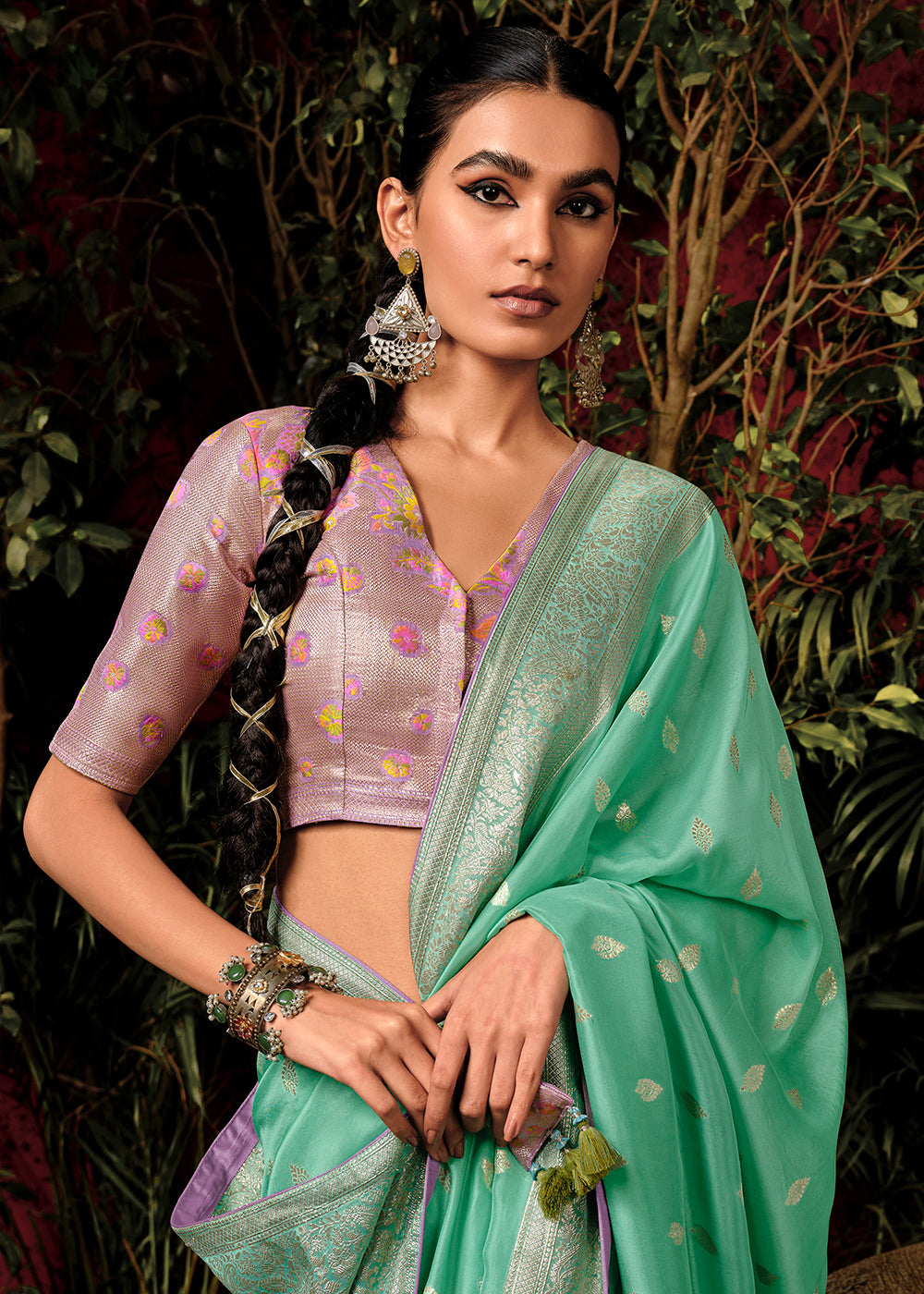 Cool Green Zari Woven Dola Silk Saree with Designer Pallu