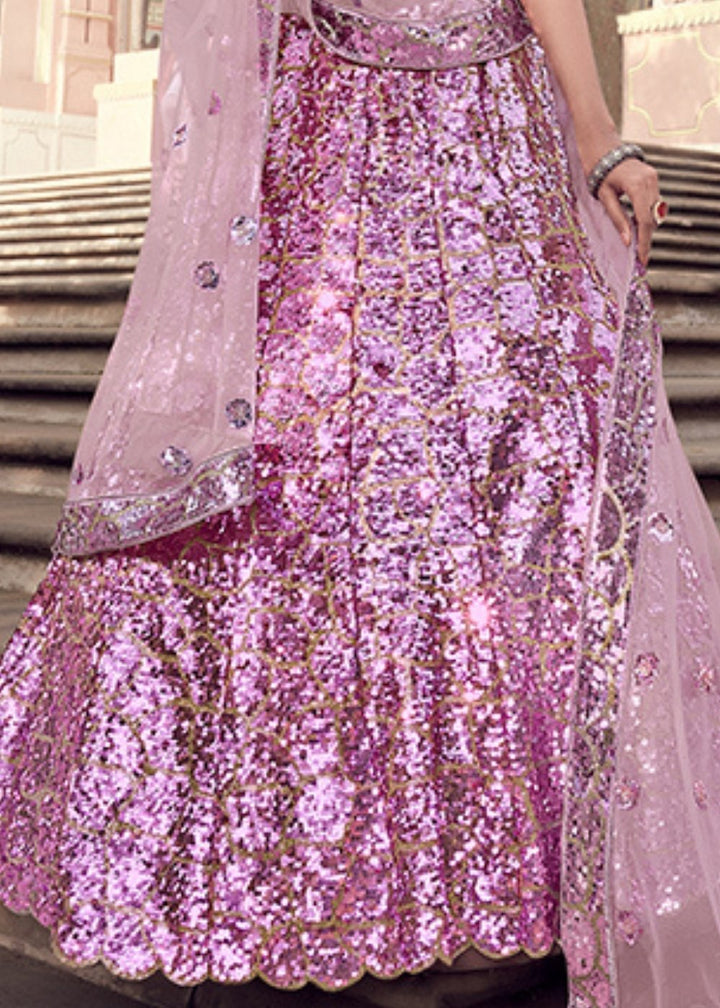 Helio Purple Designer Soft Net Lehenga Choli with Sequins work