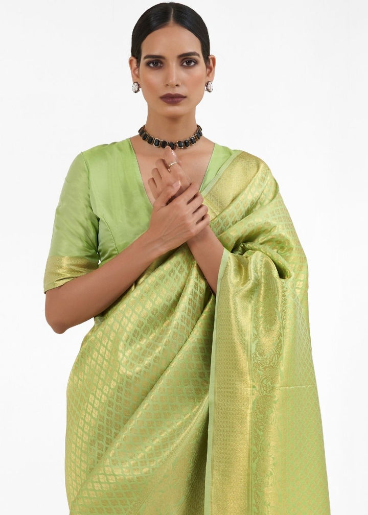 Pistachio Green Kanjivaram Soft Woven Silk Saree