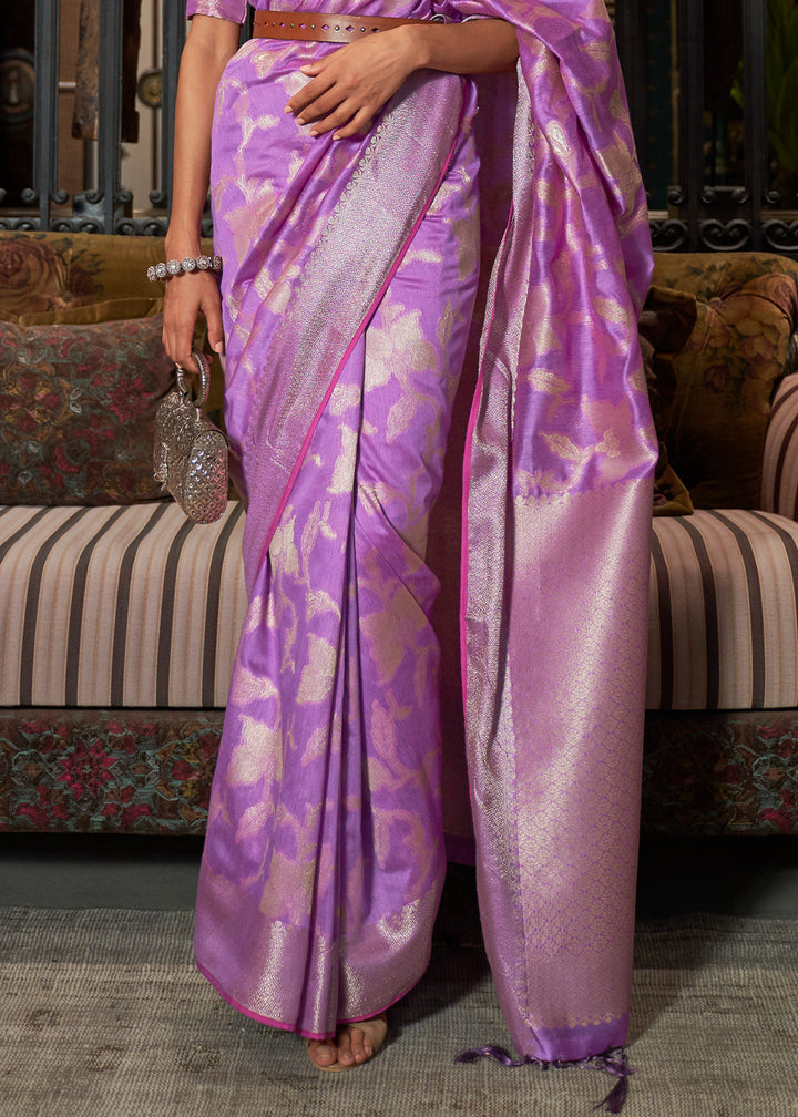 Amethyst Purple Handloom Woven Designer Silk Saree