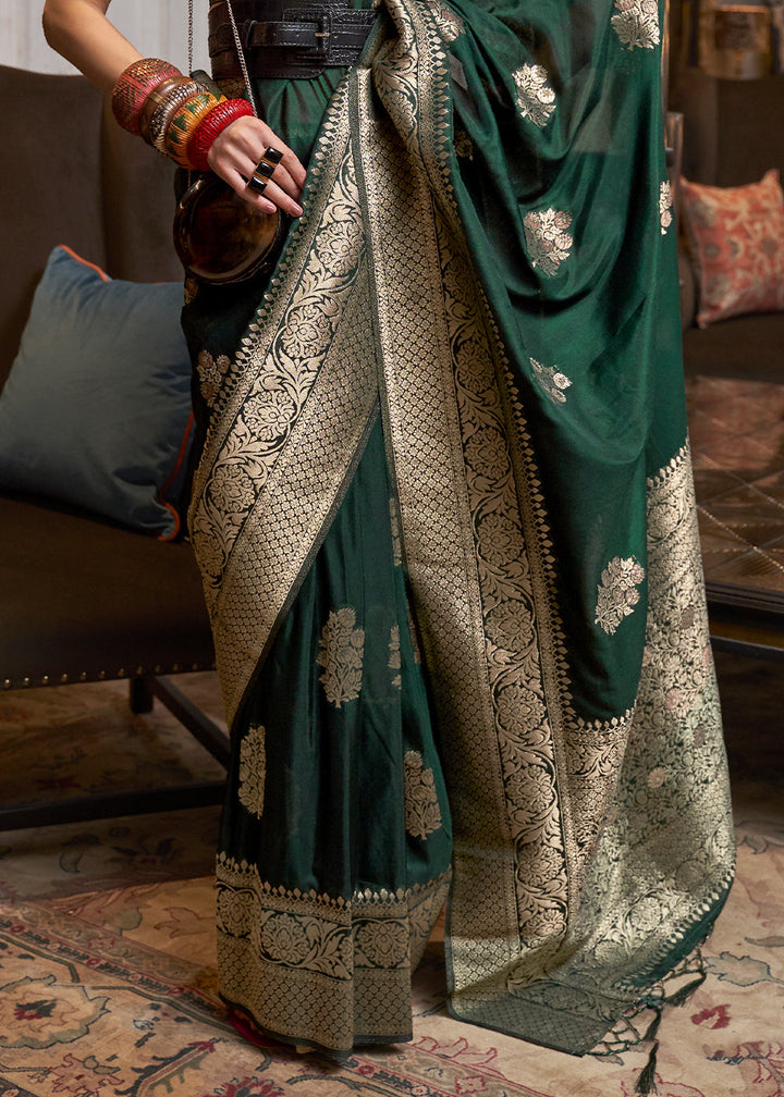 Sacramento Green Woven Khaddi Georgette Silk Saree