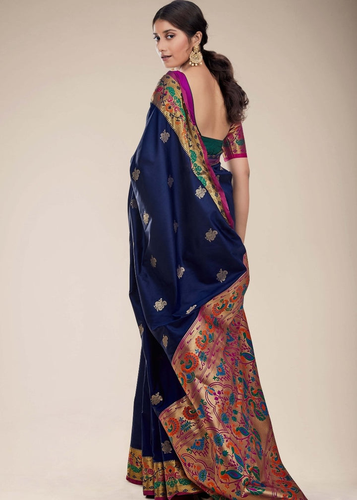 Royal Blue Woven Paithani Silk Saree