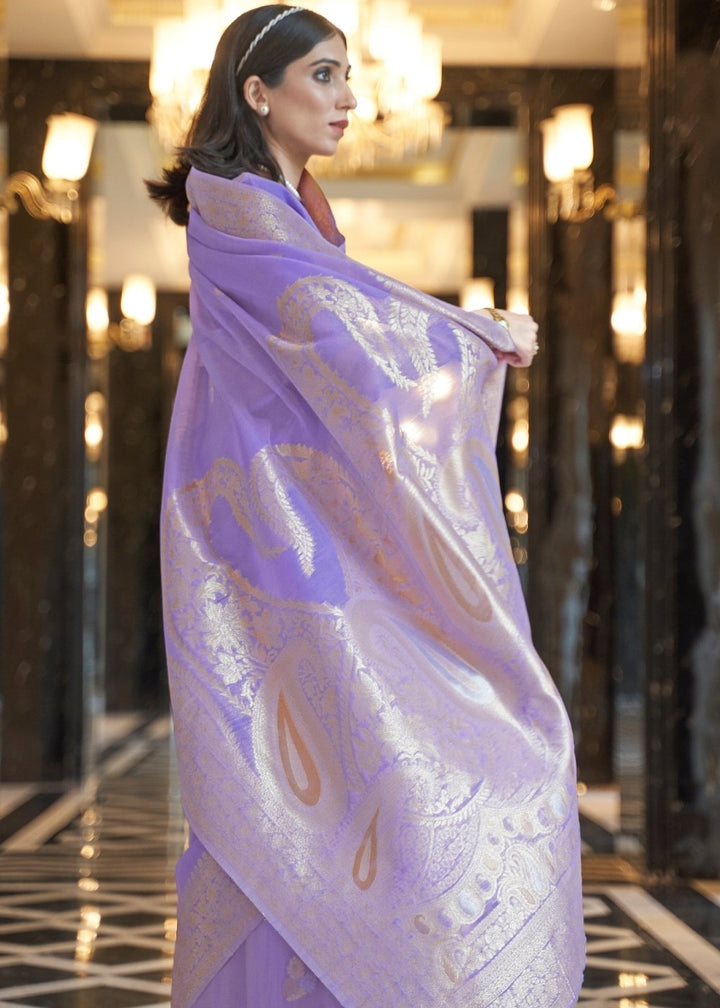 Amethyst Purple Zari Woven Linen Silk Saree