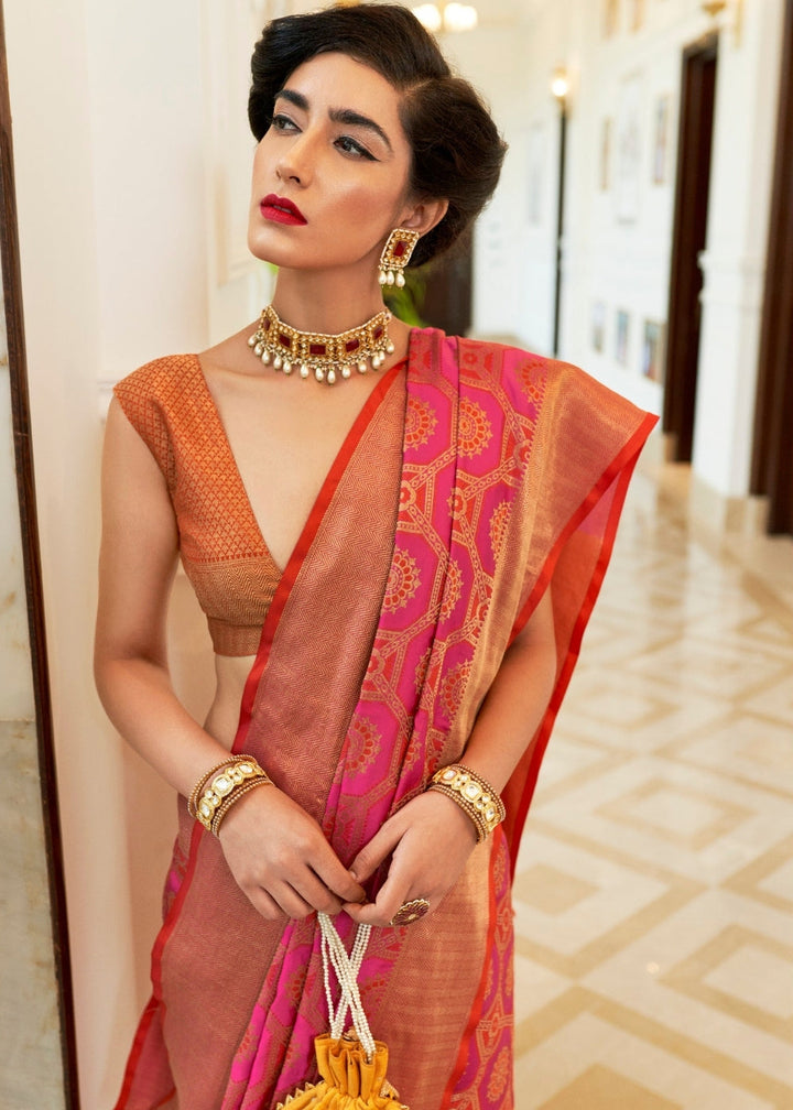 Hot Pink Patola Silk Saree