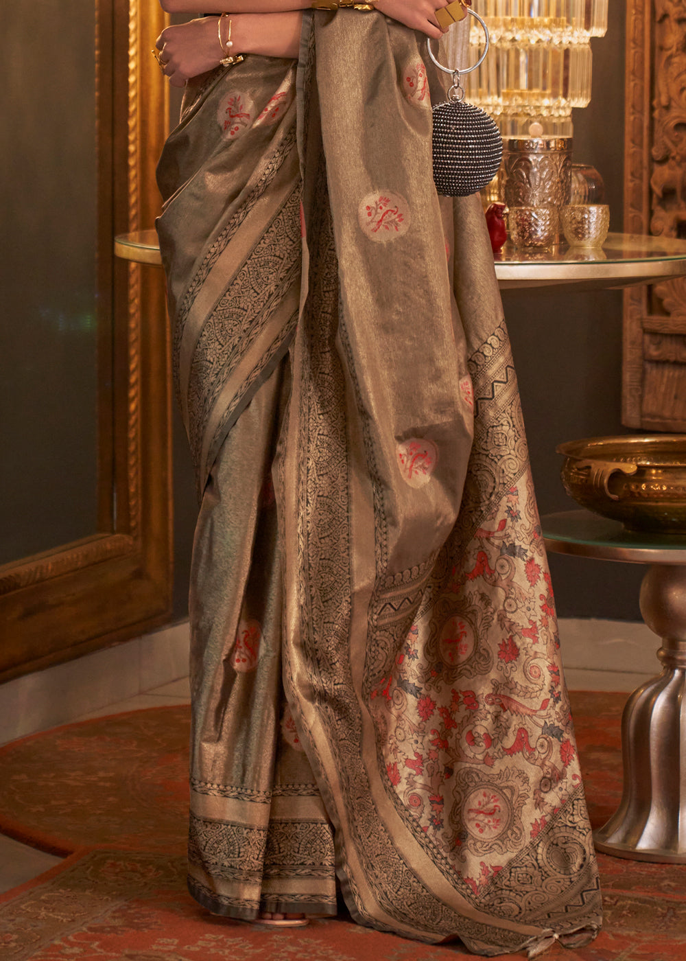 Shades Of Brown Zari Handloom Woven Designer Silk Saree