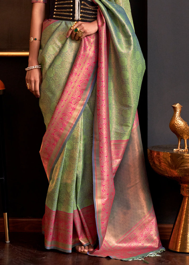 Pastel Green Handloom Woven Designer Silk Saree