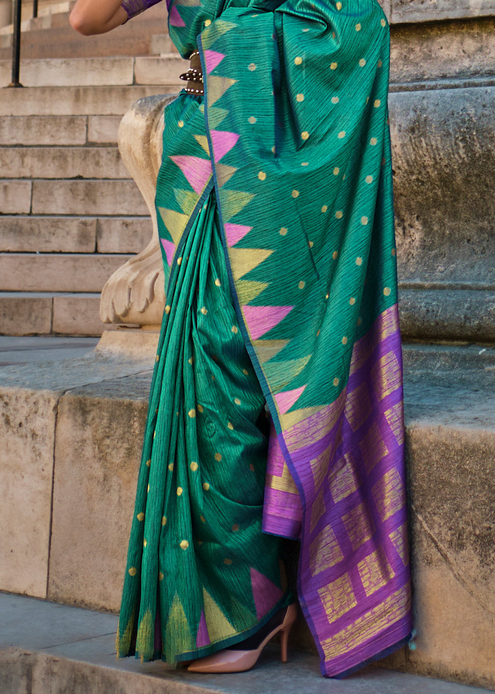 Primal Green Handloom Woven Khadi Silk Saree