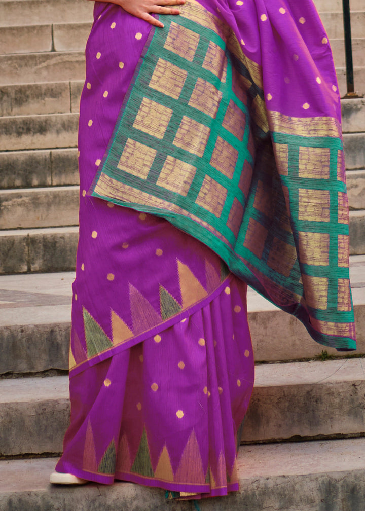 Mardi Gras Purple Handloom Woven Khadi Silk Saree