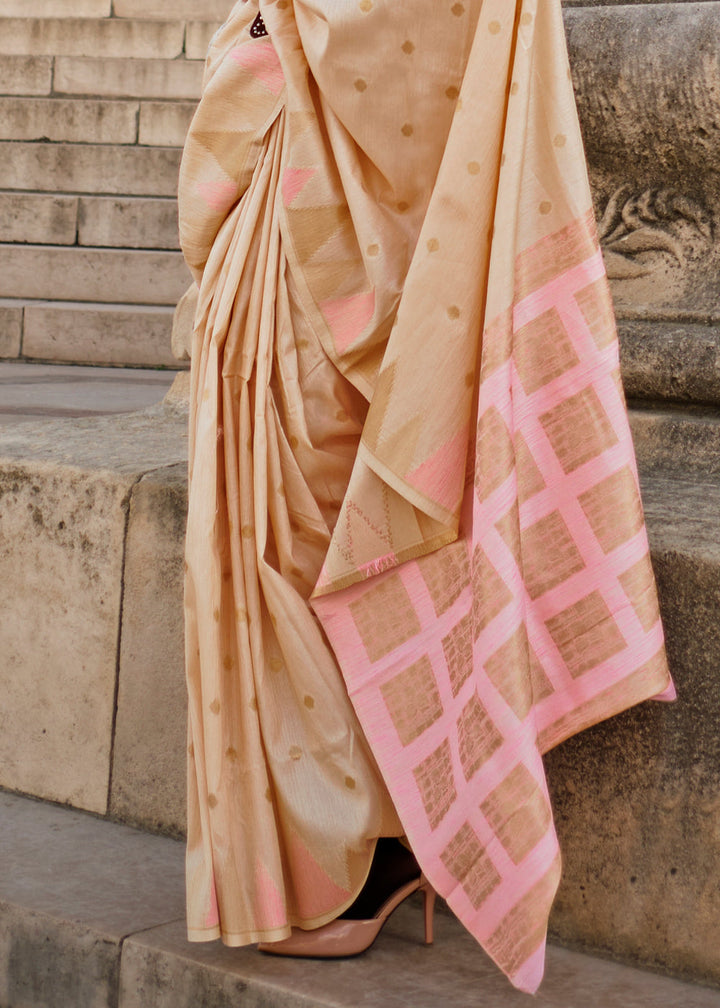 Tan Brown Handloom Woven Khadi Silk Saree