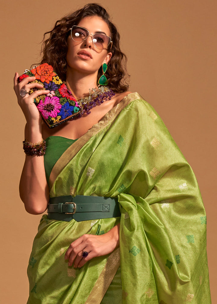 Shades Of Green Handloom Woven Silk Saree