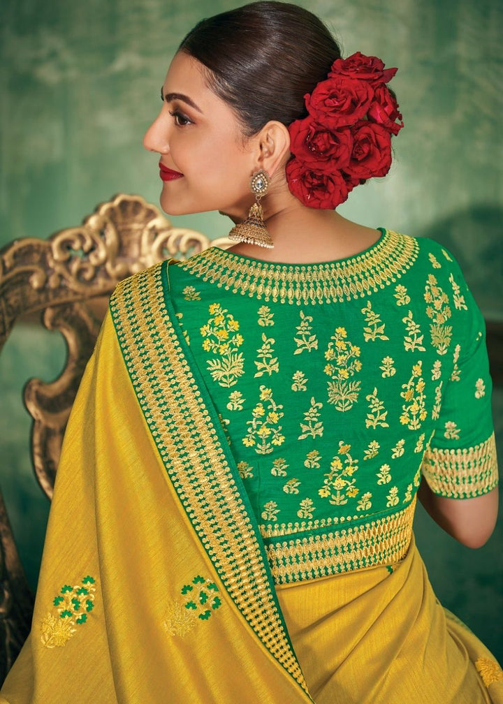 Tuscany Yellow Zari Woven South Silk Saree