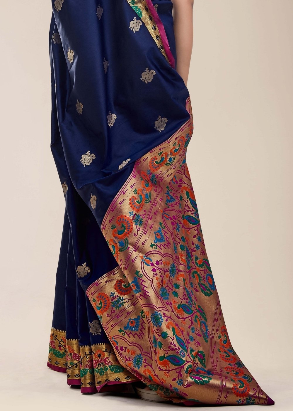 Royal Blue Woven Paithani Silk Saree